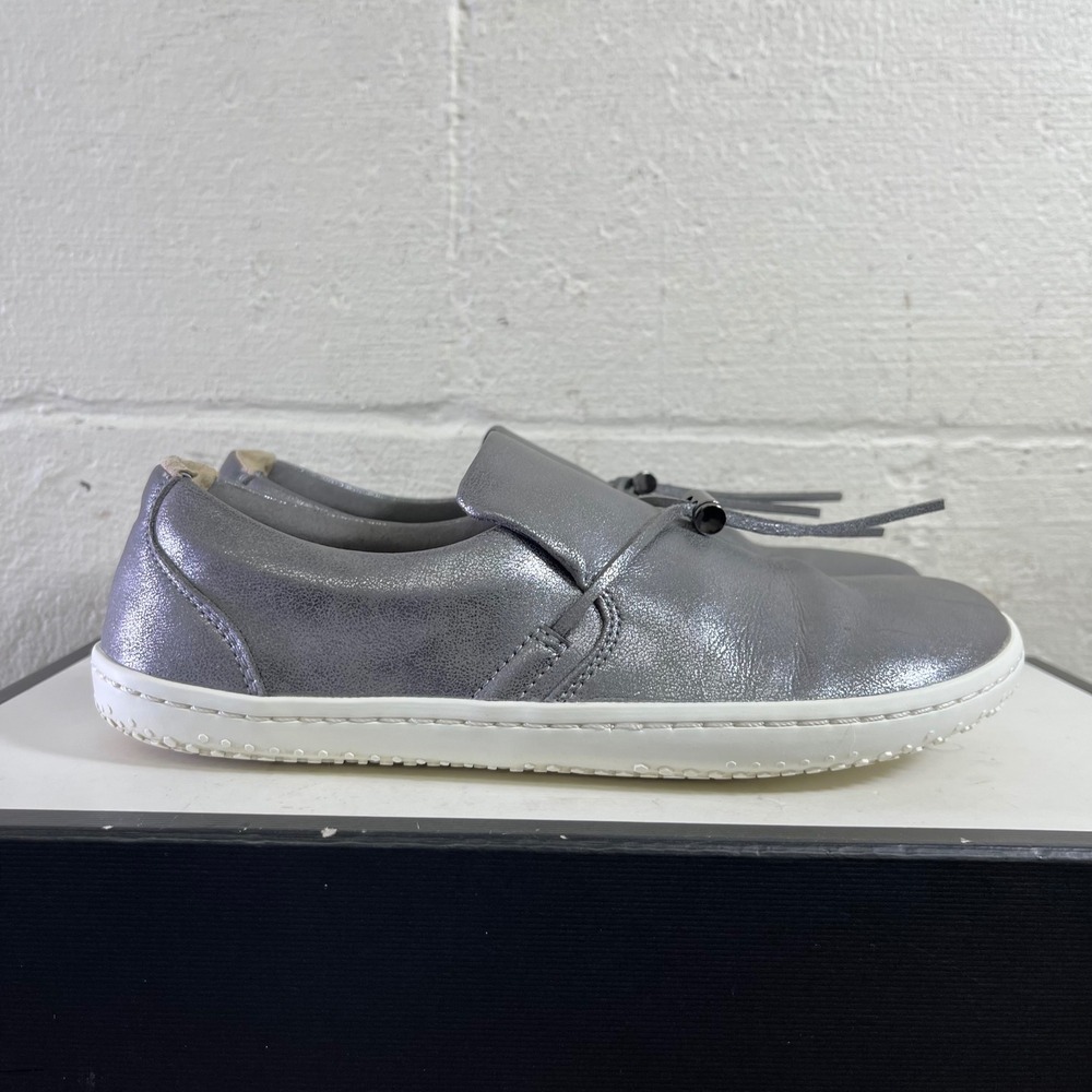 Vivobarefoot Ra Silver Leather Minimalist Slip On Shoes Women's 38 EU/7 US